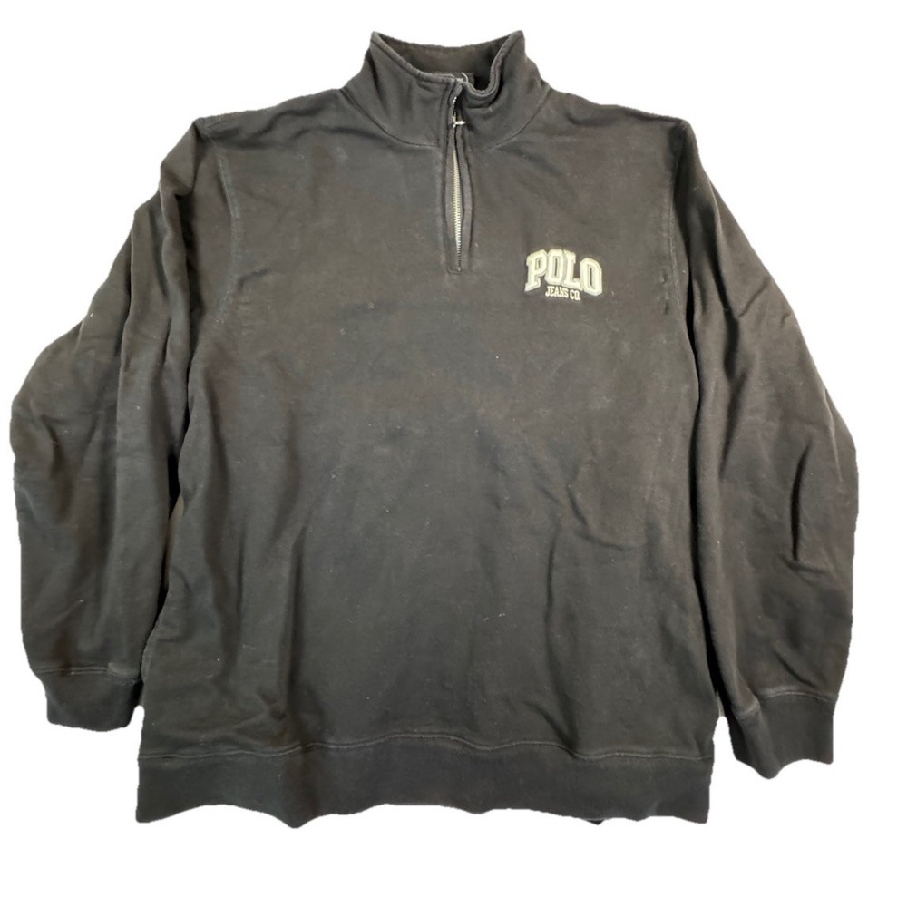 Polo Ralph Lauren Black Quarter Zip Pullover Sweater Preppy Casual Mens Large‎